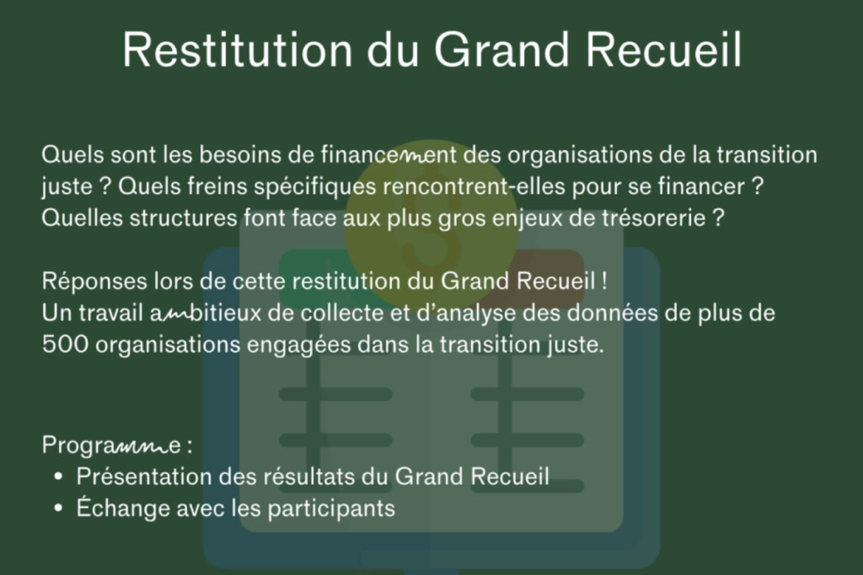 Restitution du Grand Recueil de l'Opération Milliard